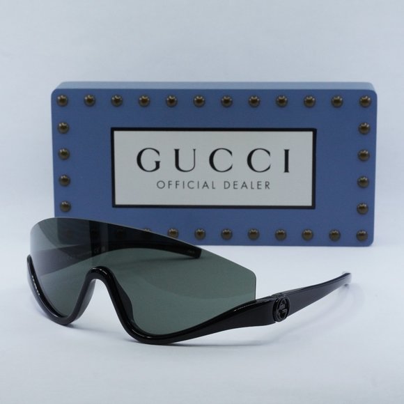 FINAL PRICE NEW GUCCI GG1650S 001 SHINY BLACK GREY SUNGLASSES - Picture 1 of 8